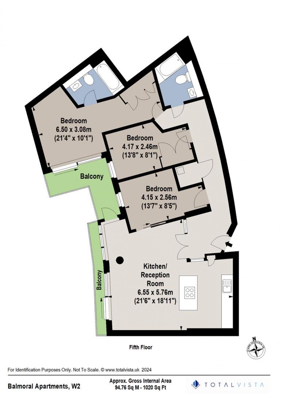 Floorplan for Balmoral Apartments, Praed Street, London