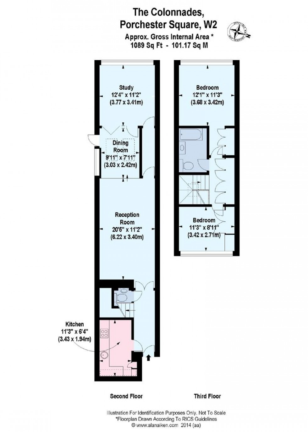 Floorplan for The Colonnades, Pochester Square, London