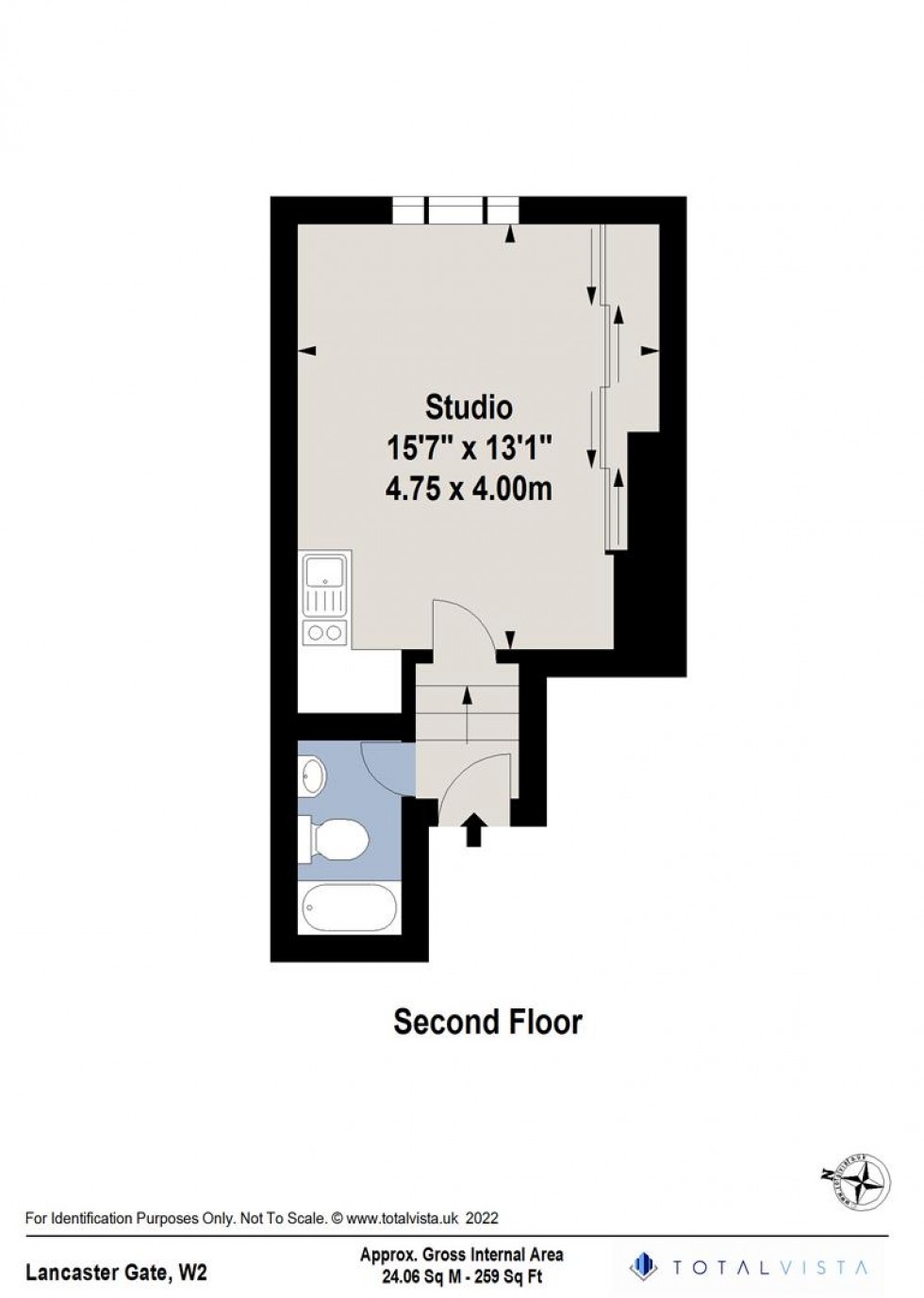 Floorplan for Flat 13, 27 Lancaster Gate, London