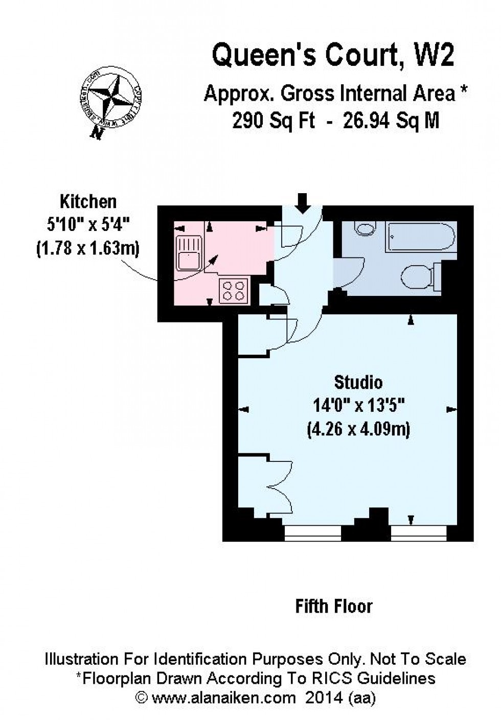 Floorplan for Queens Court, Queensway, London